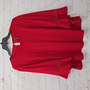 The Limited Flame Scarlet Scoop Neck Blouse Bell Sleeve Women's Size 3X